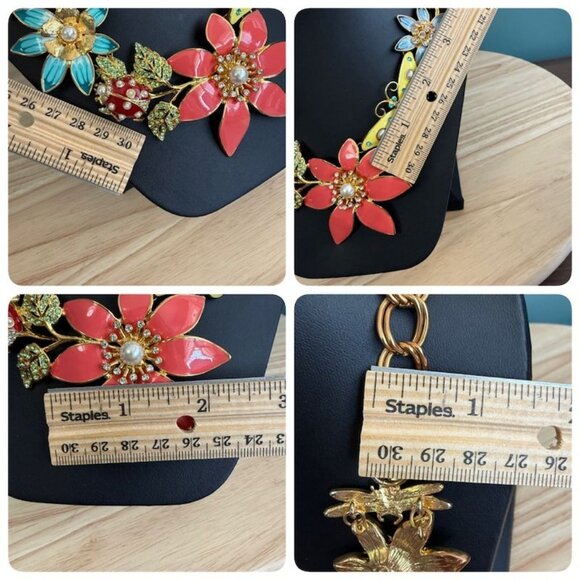 Joan Rivers Classics Collection Garden Party Gold-Tone Enamel Necklace W/ Floral - Picture 8 of 10